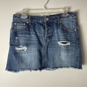 Altar'D  State Distressed Denim Jean Mini Skirt M